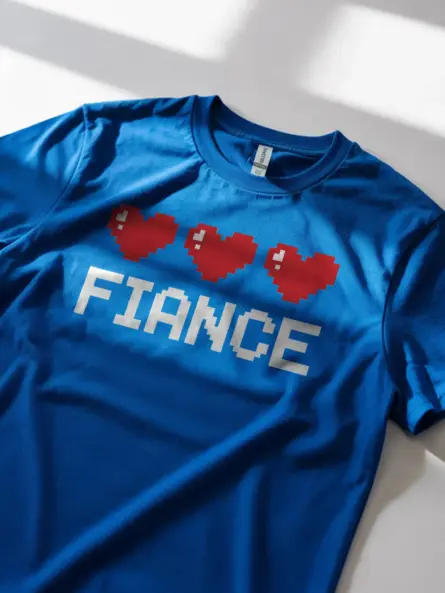 Cute Pixel Heart Fiancé T-Shirt - Image 2