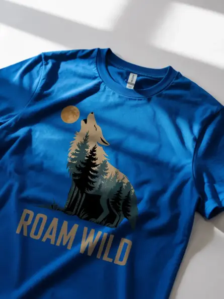 Forest Wolf Silhouette T-Shirt Roam Wild Design - Image 11