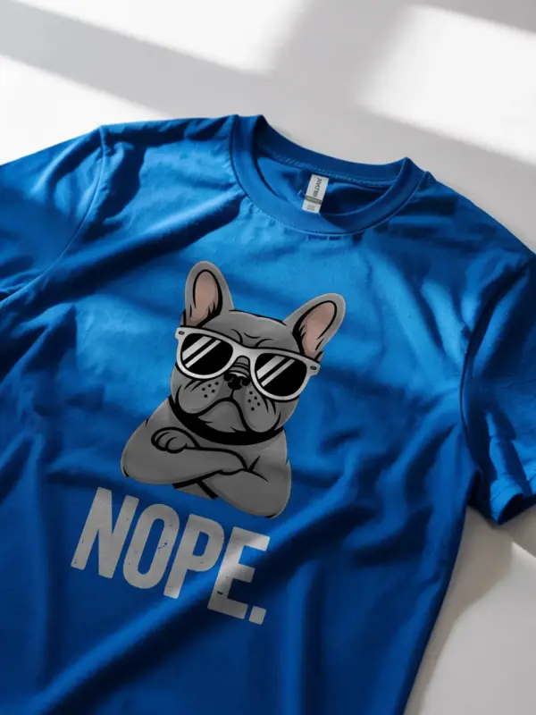 Navy Nope Frenchie Shirt funny French bulldog t-shirt lifestyle picture