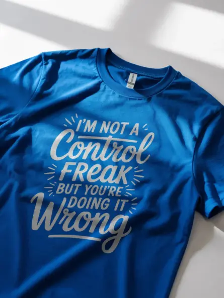 Royal Blue Shirt I'm Not a Control Freak Funny T-Shirt Lifestyle Shot