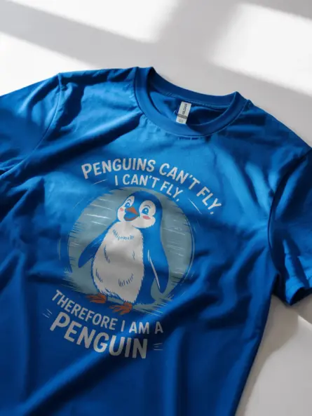 Funny Penguins Can’t Fly T-Shirt – Cute Cartoon Penguin Graphic Tee - Image 11