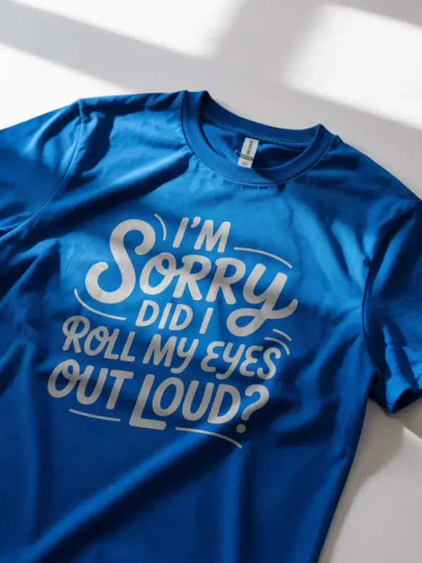Royal Blue Shirt I’m Sorry Did I Roll My Eyes Sarcastic Eye Roll T-Shirt Lifestyle Shot
