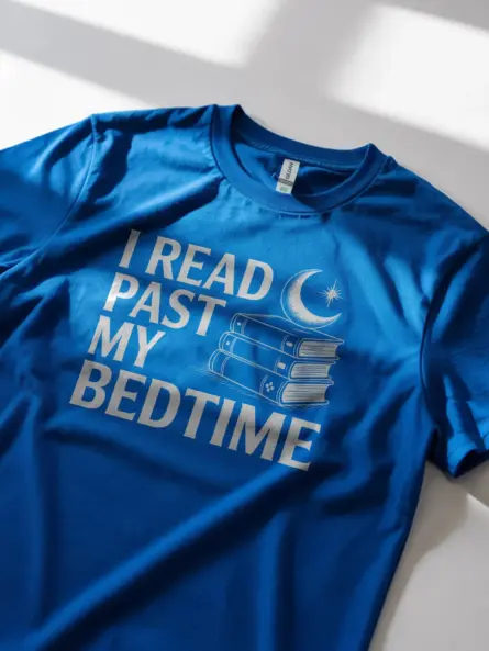Charming I Read Past My Bedtime T-Shirt – Moon & Books Graphic Tee for Night Owl Readers - Image 11