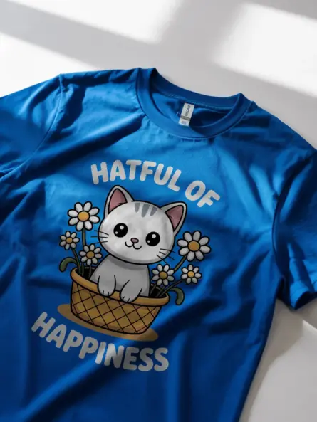 Cheerful Kawaii Cat T-Shirt – Hatful of Happiness Gift Tee - Image 11