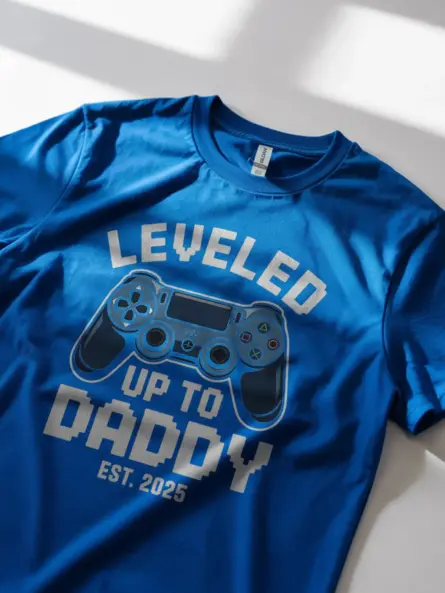 Leveled Up to Daddy Gaming T-Shirt for New Dads 2025 - Image 5