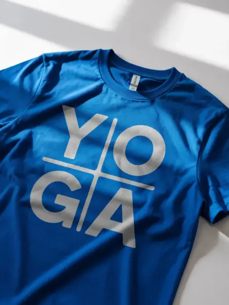 Minimalist Yoga Shirt – Bold Grid Logo Tee for Wellness Brands - Image 11