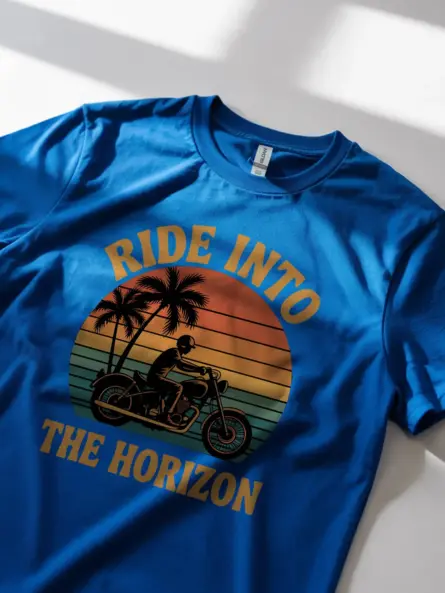 Motorcycle Sunset T-Shirt Ride Into The Horizon - Image 12