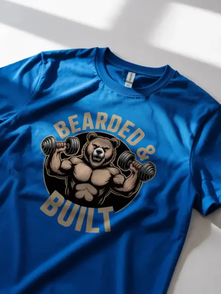 Muscle Bear T-Shirt – Bearded and Built Funny Gym Graphic Tee - Image 11