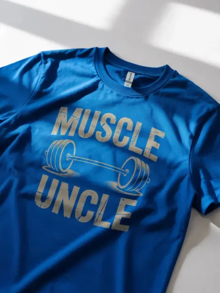 Muscle Uncle T-Shirt – Vintage Barbell Gym Tee for Fitness Lovers - Image 12