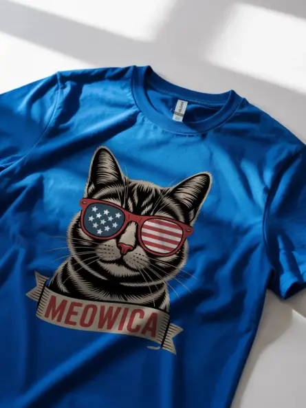 Bold Patriotic Cat Shirt – Meowica Graphic Tee for July 4th - Image 11