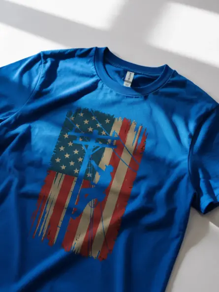 Patriotic Lineman T-Shirt – Vintage Flag Graphic - Image 12
