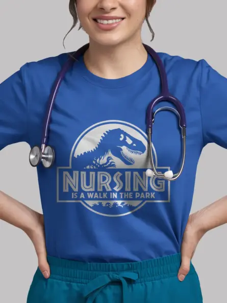 Royal Blue Jurassic Park Nurse Shirt Parody Gift