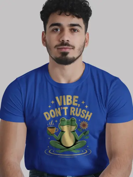 Meditating Frog Coffee T-Shirt – “Vibe Don’t Rush” Retro Cottagecore Style - Image 12