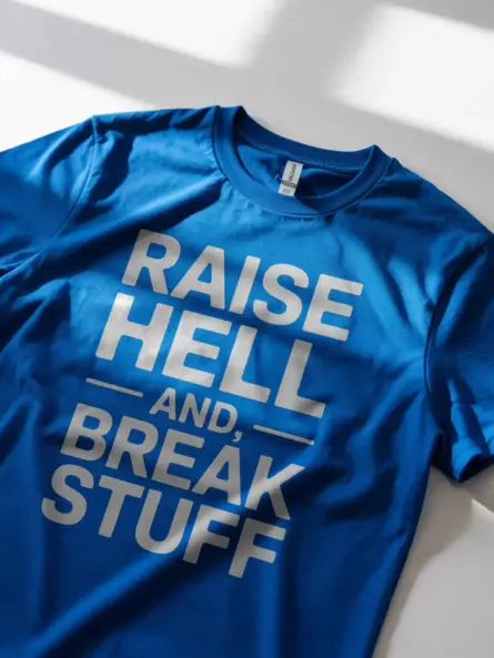 Rebellious Gym Slogan T-Shirt – Raise Hell and Break Stuff - Image 11