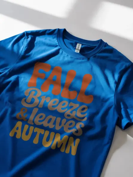 Retro Fall Tee– Vintage Autumn Leaves & Breeze Typography Tee - Image 11