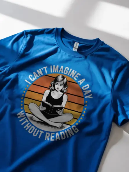 Retro Reading T-Shirt – 70s Style Sunset Graphic Tee for Book Lovers - Image 5