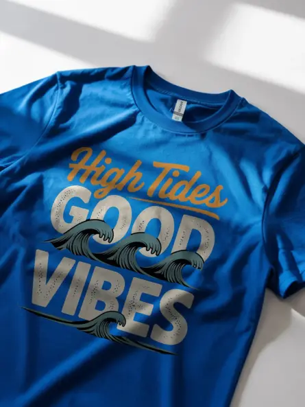 Retro Surf Beach T-Shirt High Tides Good Vibes - Image 11