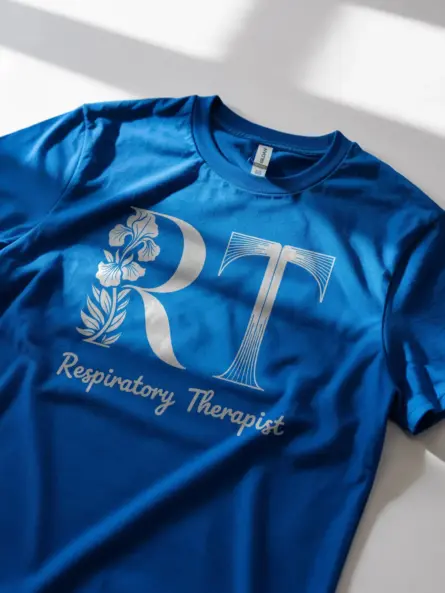 Royal Blue respiratory therapist t-shirt front view – RT shirt