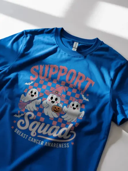 Support Squad Breast Cancer Shirt – Cute Halloween Awareness Tee - Image 11