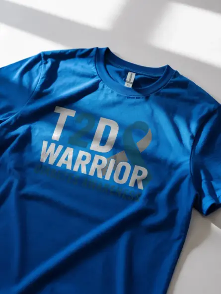 Bold T2D Warrior Diabetes Shirt – Blue Gray Awareness Ribbon Tee - Image 11