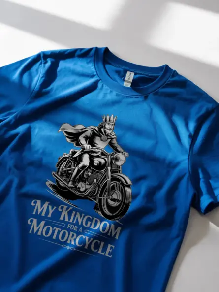 Epic Vintage Motorcycle T-Shirt – Bold “My Kingdom for a Motorcycle” Design - Image 11