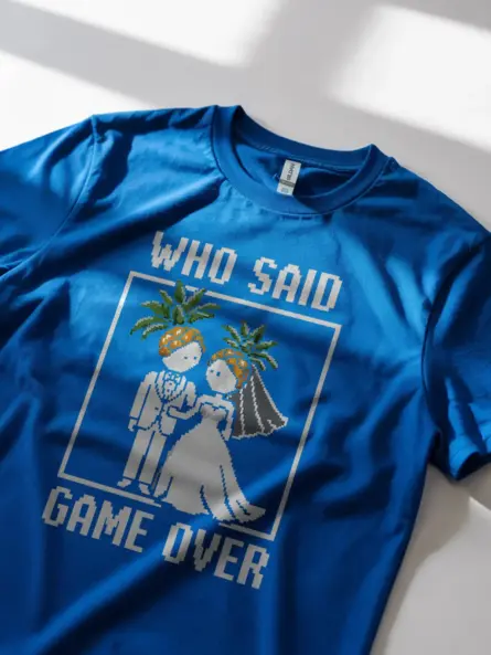 Who Said Game Over Retro Gamer Wedding T-Shirt - Image 2