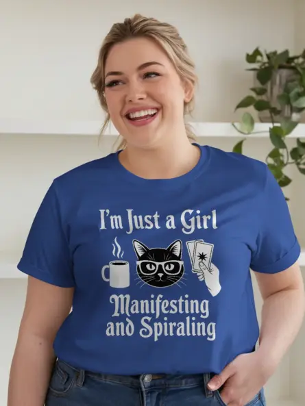 Cat Tarot Shirt for Witchy Girls – Manifesting Gothic Vibes Tee - Image 12