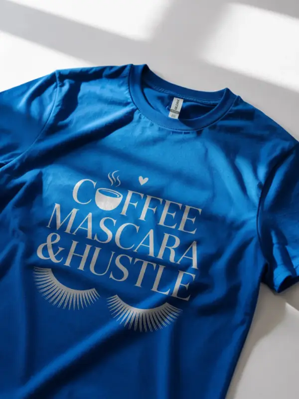 royal blue Lifestyle image royal blue caffeine queen mascara tee for adults