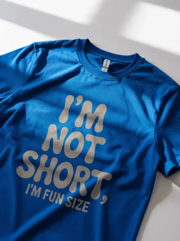Royal Blue Shirt self-love phrase design, fun size t-shirt for short women,