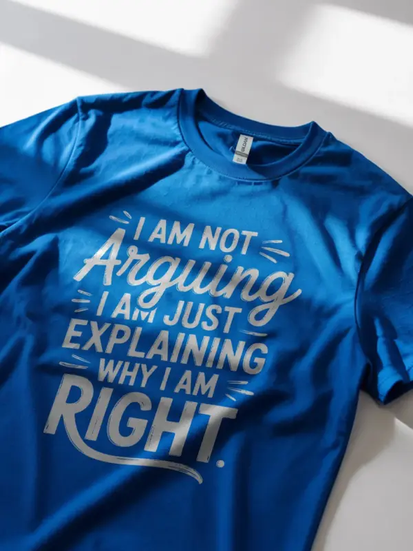 Royal Blue funny workplace argument shirt lifestyle shot
