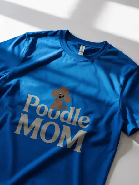 Royal Blue lifestyle view poodle mom shirt cute cartoon