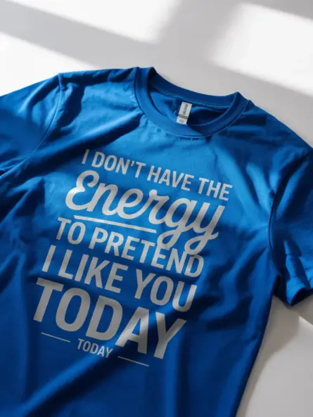 Lifestyle shot royal blue anti-social humor shirt for coworkers