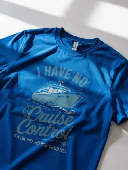 Royal Blue Shirt worn by travelers, cruise couple t-shirt, lifestyle photo