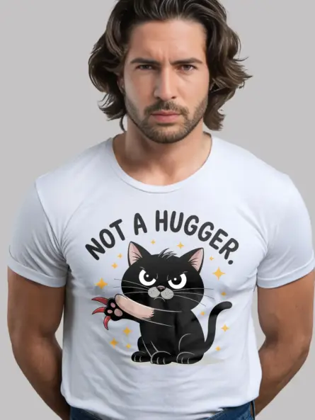 white design – not a hugger cat shirt
