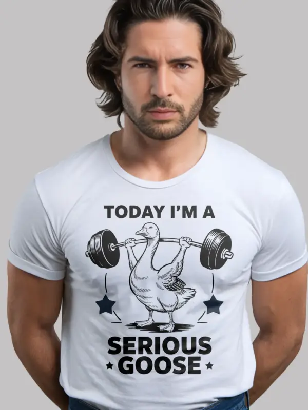 white Shirt Front View - Motivational Goose Poster Shirt - funny vintage gym t-shirt