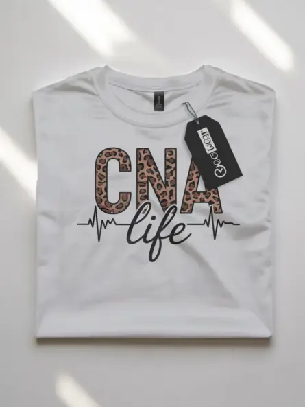 white cna life leopard print shirt lifestyle gift for CNA