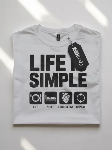 white cardiology life shirt back view for medical students