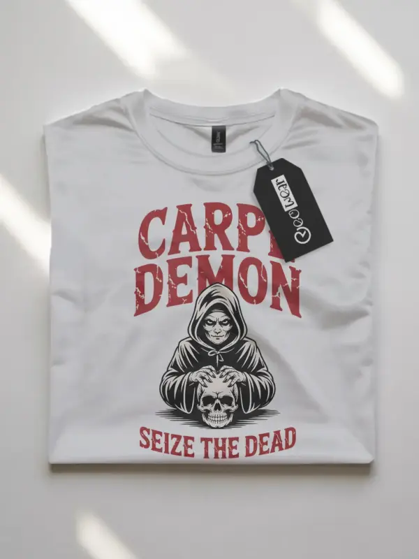 white flatlay Shirt – Carpe Demon – carpe demon reaper t-shirt