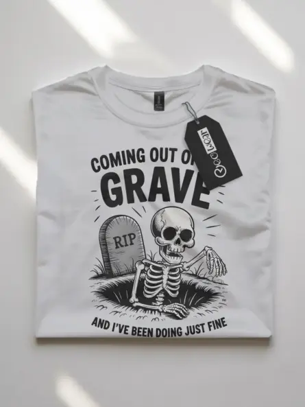 funny skeleton grave t-shirt