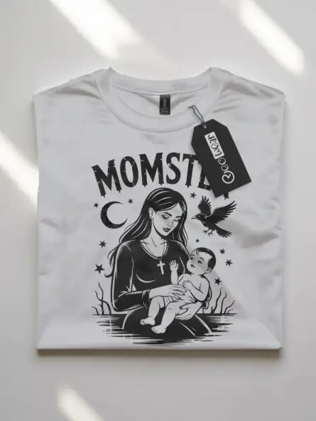 white flatlay goth momster t-shirt