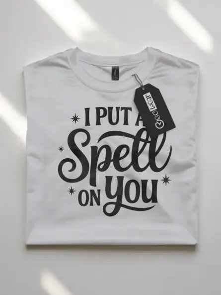 white flatlay front view i put a spell on you t-shirt romantic spell shirt