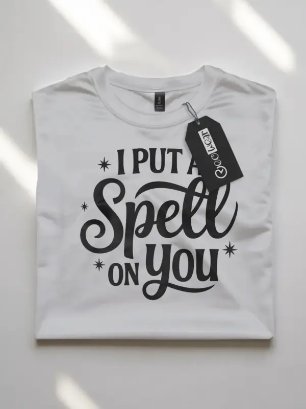 white flatlay front view i put a spell on you t-shirt romantic spell shirt