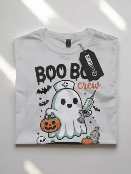 Adorable Boo Crew Nurse T-Shirt for Halloween - Image 11