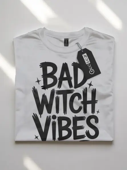 Bad Witch Vibes Shirt – Bold Gothic Tee for Spooky Season & Parties - Image 7
