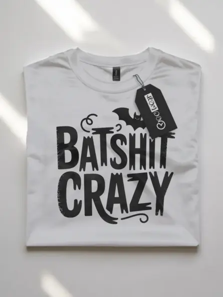 White front view – Batshit Crazy t-shirt white Halloween bat humor