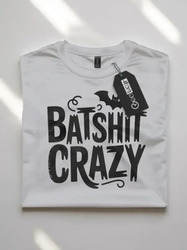 White front view – Batshit Crazy t-shirt white Halloween bat humor