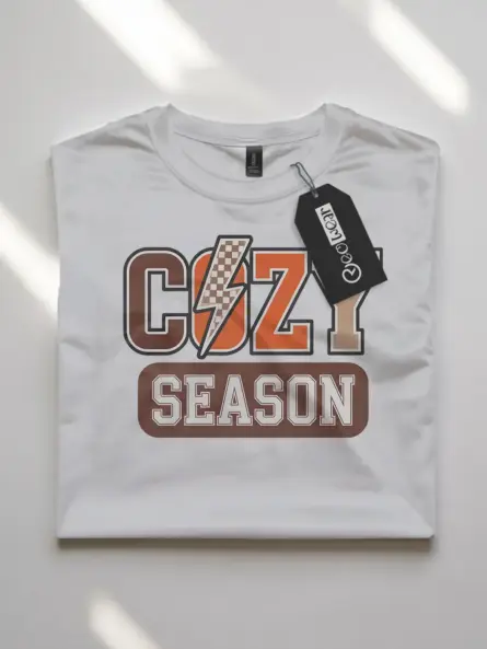 white shirt front – cozy season t-shirt varsity fall design