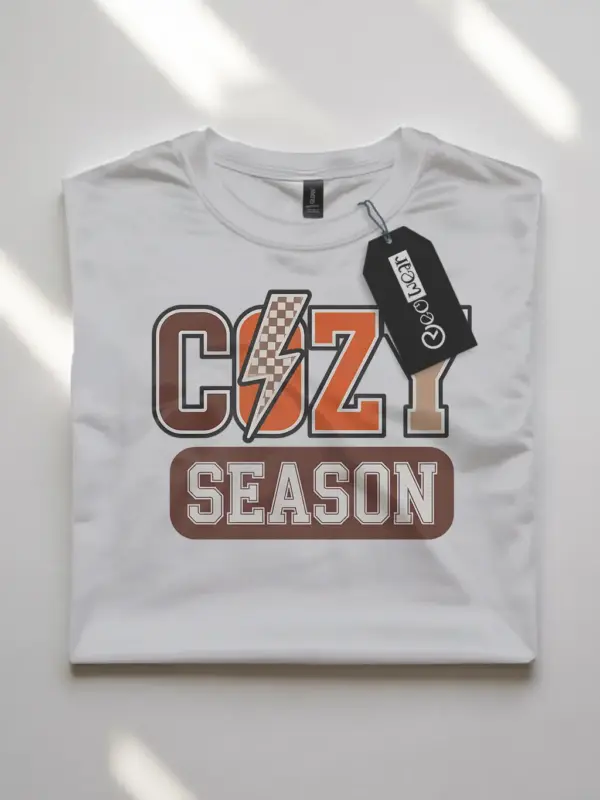 white shirt front – cozy season t-shirt varsity fall design