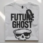 white flatlay Future Ghost T-Shirt – vintage future ghost t-shirt for millennials