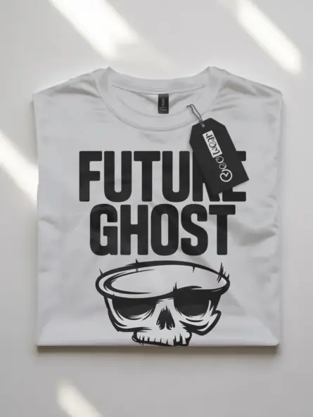 white flatlay Future Ghost T-Shirt – vintage future ghost t-shirt for millennials